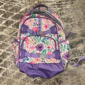 Pottery Barn Large Floral Kids Backpack with Purple Accents